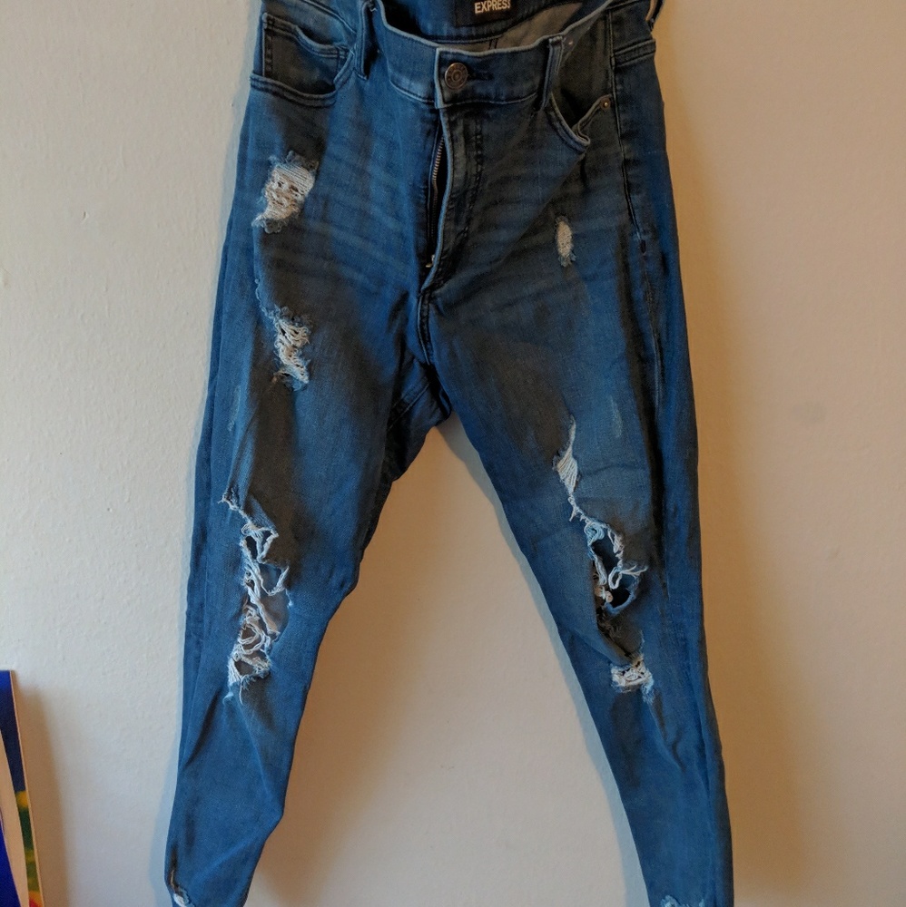 Denim Perfect Ankle High Rise Distressed Jeans